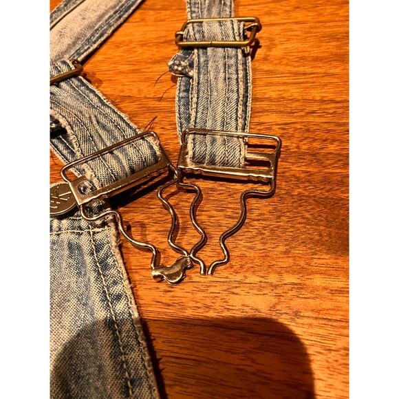 Calvin Klein Jeans Denim Overalls Large 100% Cotton Light Wash Paint Marks VTG - Picture 7 of 12